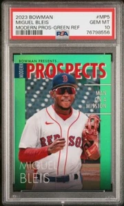 2023 Bowman Chrome Miguel Bleis Modern Prospect Green Refractor /99 PSA 10 - Picture 1 of 2