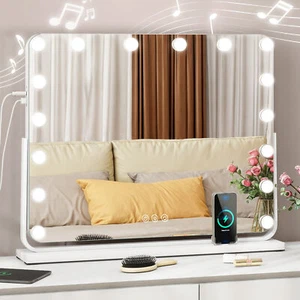 28" Kosmetik Schminkspiegel kabelloses Ladegerät mit LED-Leuchten Smart Touch Steuerung - Bild 1 von 8
