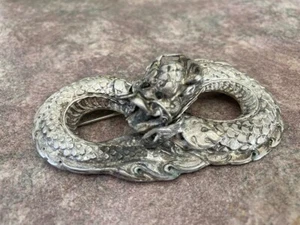 China Antique Dragon Sterling Silver brooch - Repaired - Sold AS IS - Dragon - Picture 1 of 9