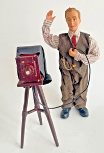 Vintage Cameraman Figurine Film Camera Man Tripod Miniature Gift for Men - Picture 1 of 7