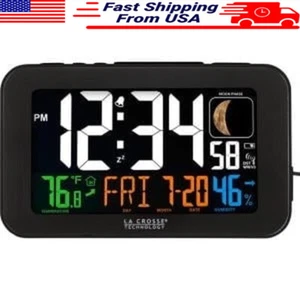 Corded Electric LED Black Atomic Alarm Clock USB Charging Port Digital Display - Picture 1 of 2