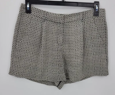 Pantalones Cortos Theory Mujer 8 Negro Marfil Seda Tribal Azteca Suroeste Boho Foto 1 de 4