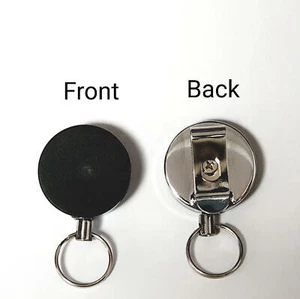 2 x Retractable Key Chain Ring Stainless Steel Pull Recoil Rope Heavy Duty Cord - Photo 1/7