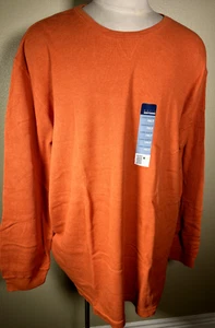 Basic Editions Long Sleeve Orange Cotton Thermal Shirt Big & Tall Men's 3XLT NWT - Picture 1 of 5