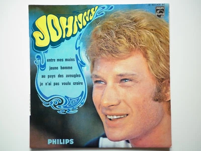 Johnny Hallyday 45T EP vinyle Entre Mes Mains / Jeune Homme poch verso fan club - Photo 1/2