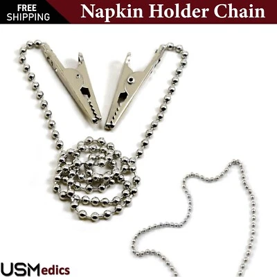 BEADEN® Clips para babero dental Servilletero Cadena con bola de metal Ortodoncia dental Foto 1 de 4