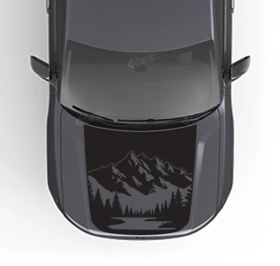 Calcomanía de vinilo Mountains & Trees Blackout Hood para Jeep Grand Cherokee 2022-2025 Foto 1 de 4