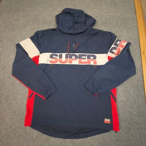Superdry Jacket Mens LARGE blue anarok 1/4 zip windcheater long sleeve Size L - Picture 1 of 8