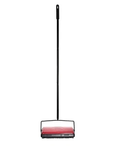 Alpine Industries 11 in. Wide Manual Triple Brush Carpet and Floor Sweeper, Red - Picture 1 of 10