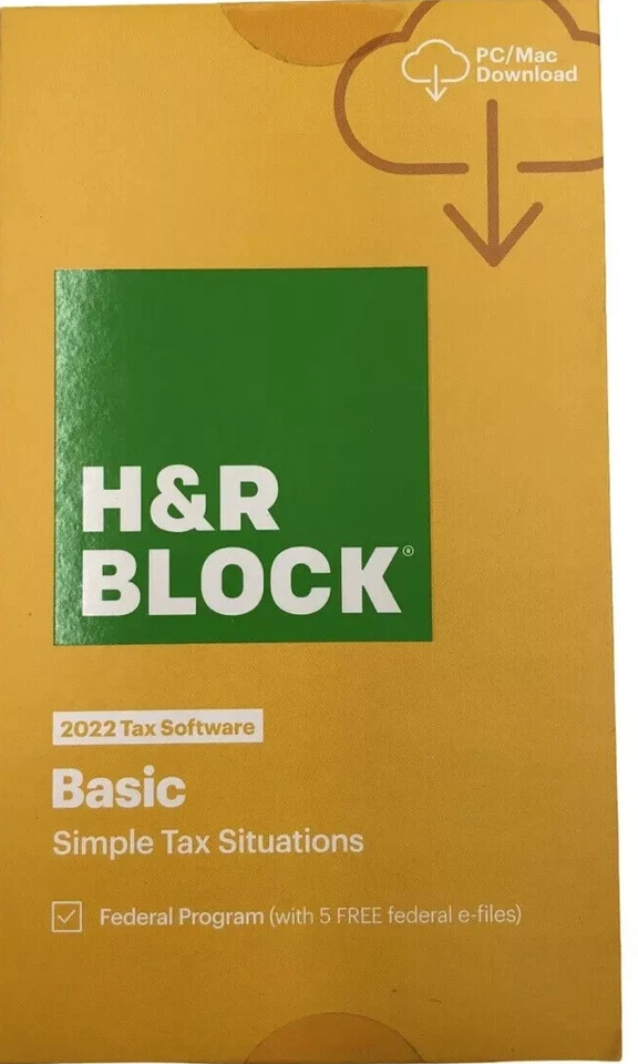 SEALED DOWNLOAD H&R BLOCK BASIC SIMPLE TAX SITUATIONS 2022 E-FILE WIN + MAC - Image 1 of 1