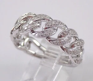 1.30Ct Genuine Moissanite Half Chain Eternity Wedding Band 14K White Gold Plated - Picture 1 of 9