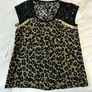 Nanette Lepore Women's Silk and Lace Leopard Print Blouse - Picture 1 of 5