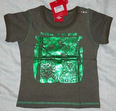 $80 NWT Oilily Olive Green T-shirt Kacid Sz 152/11-12 Green Shimmer OWL Cotton. - Image 1 of 4