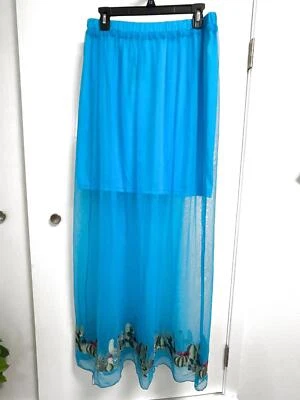 Lucky & Blessed Western Skirt Size Medium Cactus Mesh Overlay Maxi Length - Image 1 of 3