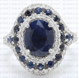7.00ct Oval Cut Natural Sapphire & Diamond Anniversary Ring 14K White Gold Over - Picture 1 of 21