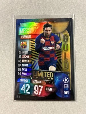 2019-20 Topps UCL Match Attax US Edition Limited Gold Lionel Messi #LE13 Barca! - Image 1 of 2