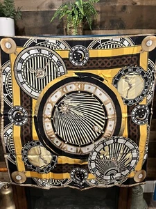 Must de Cartier Vintage 100% Silk Scarf Black Gold Brown Wrap 90s NEW In BOX - Picture 1 of 11