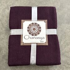 Chanasya Silky Textured Knit Throw Blanket with Tassels, Deep Purple/Plum 50x65”