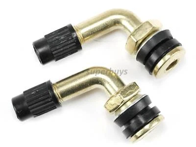 2pc Brass 90 Degree Motorcycle Schrader Valve Tubeless 11.3mm Rim Hole Tyre Stem - Image 1 of 3
