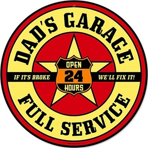 Dad's Garage Full Service steel sign 360mm diameter (pst) - Picture 1 of 1