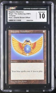 Magic MTG Tempest Sapphire Medallion Charlie Brown Error CGC 10 GEM MINT - Picture 1 of 2