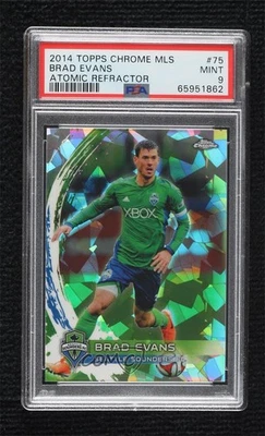2014 Topps Chrome MLS Atomic Refractor /10 Brad Evans #75 PSA 9 MINT - Image 1 of 2