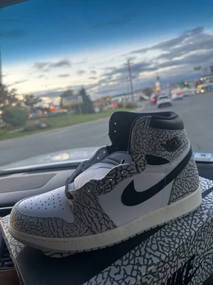 Nike Air Jordan Retro 1 High OG White Cement NEW Size 12 MEN 100% AUTHENTIC - Image 1 of 4