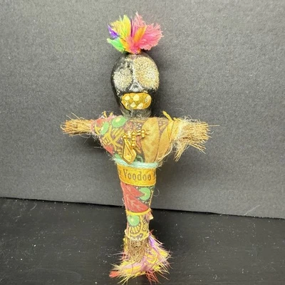 复古 5英寸Kachina娃娃霍皮战士美洲原住民手工雕刻绘画羽毛 — 第 1/4 张图片