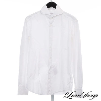 Camisa Michael Bastian Hecha en Italia Ligera Blanca Popelina Cuello Cortado 15.5 Foto 1 de 4