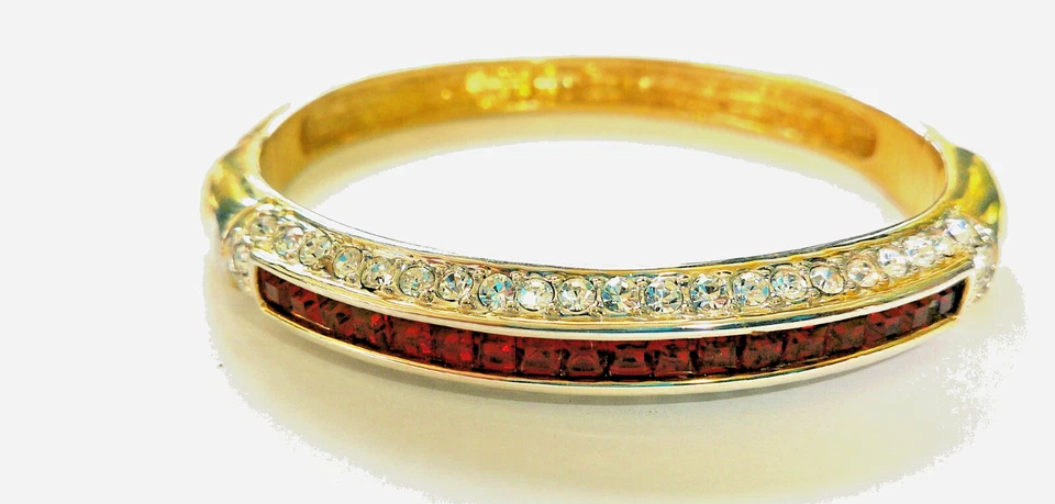 Elegant Lab Created Ruby Gold Toned Bracelet with CZ Chips - Image 1 of 1