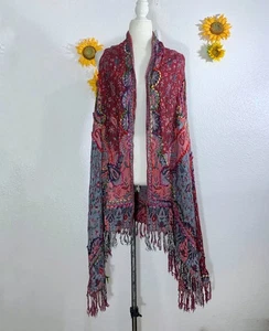 Soft Surroundings Embroidered Vest Sleeveless Duster Bohemian One Size Artsy - Picture 1 of 16