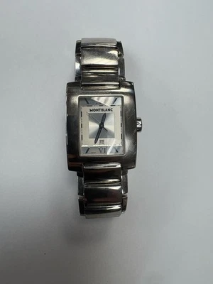 Montblanc 7048 Perfil Reloj Hombre Cuarzo Analógico Plateado Clásico Rectángulo Día Foto 1 de 4