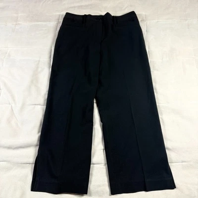 Dressbarn Womens High Rise Wide Leg Cropped Trouser Pants Black Size 8 - Image 1 of 4