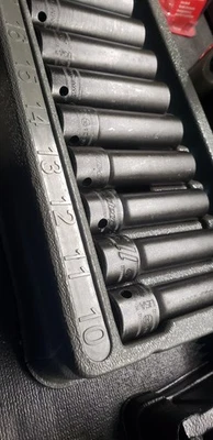 New Snap-on 1/2in 10mm-24 mm 6-point DEEP Impact Socket Set 315SIMMYA Tray Inc - Image 1 of 4