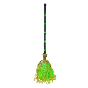 Witches Broom Halloween Decor - 35" Animated Light Up Moving Broomstick - Picture 1 of 12