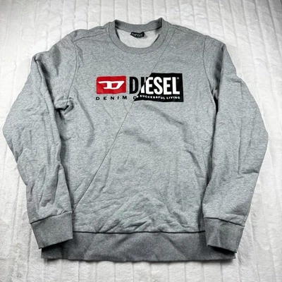Diesel S-Girk-Cuty Logo Sudadera Para Hombre L Cuello Redondo Gris Brezo Vellón Comodidad Foto 1 de 4