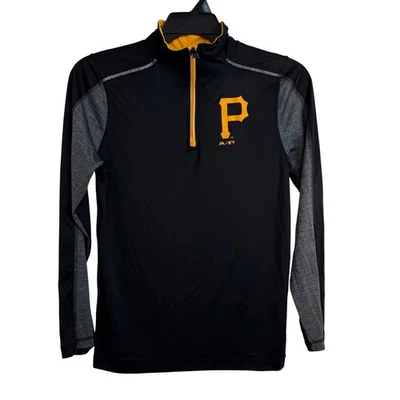 Majestic Pittsburgh Pirates Pullover Quarter Zip Long Sleeve Shirt youth Lg - Image 1 of 4