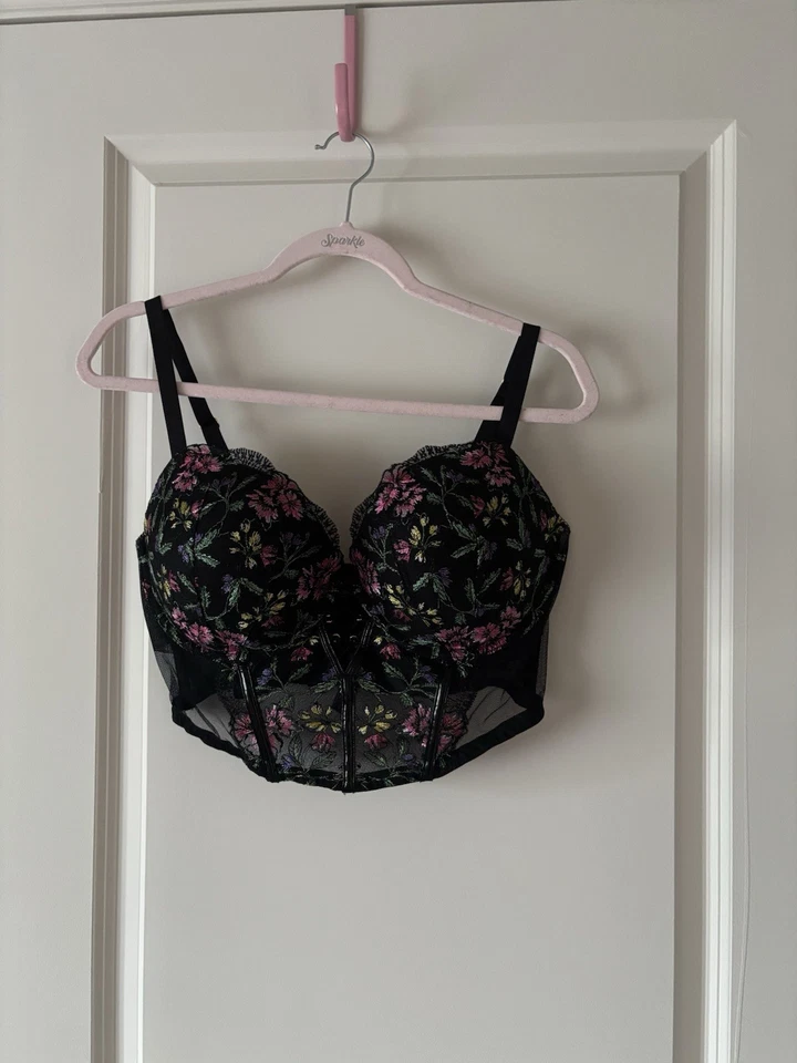 Corsé Bustier Victoria Secret Floral y Cuero Foto 1 de 4