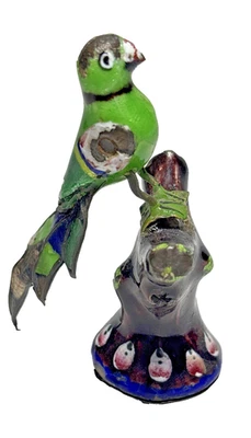 Estatuilla de pájaro vintage de piedras preciosas de plata esterlina esmaltada Meenakari indio Foto 1 de 4