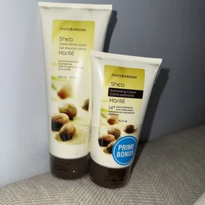 SET (2) FRUITS & PASSION SHEA CREME BODY WASH 6,7 OZ UND PEELINGCREME 4,2 UNZEN - Bild 1 von 2