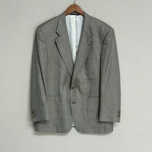 Blazer Burberry Saks Fifth Avenue beige a quadri pied de poule 100% seta ~44R - Foto 1 di 10