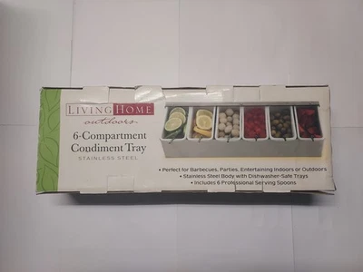 6 Compartments Condiment Dispenser Chilled Server Caddy Food Tray Salad Bar New - Image 1 of 4