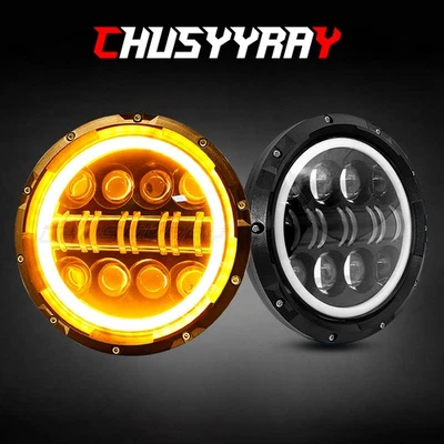 Par de faros LED redondos de 7 pulgadas DOT haz alto-bajo aptos para camioneta Chevrolet P10 P20 P30 Foto 1 de 4