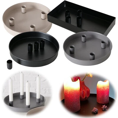 Design Kerzentablett Kerzenhalter Magnet 4 Stabkerzen Rund Rechteck Deko Tablett - Bild 1 von 4