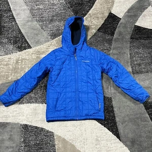 Columbia Rugged Ridge Puffer Jacket Boys LG 14-16 Blue Hoodie Sherpa Lined Zip - Picture 1 of 16