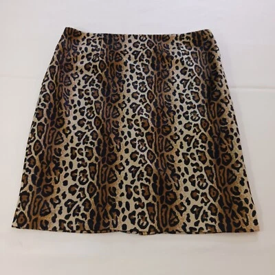 Jaclyn Smith Collection Womens Leopard Print Back Zip & Slit A-Line Skirt Size 8 - Image 1 of 4