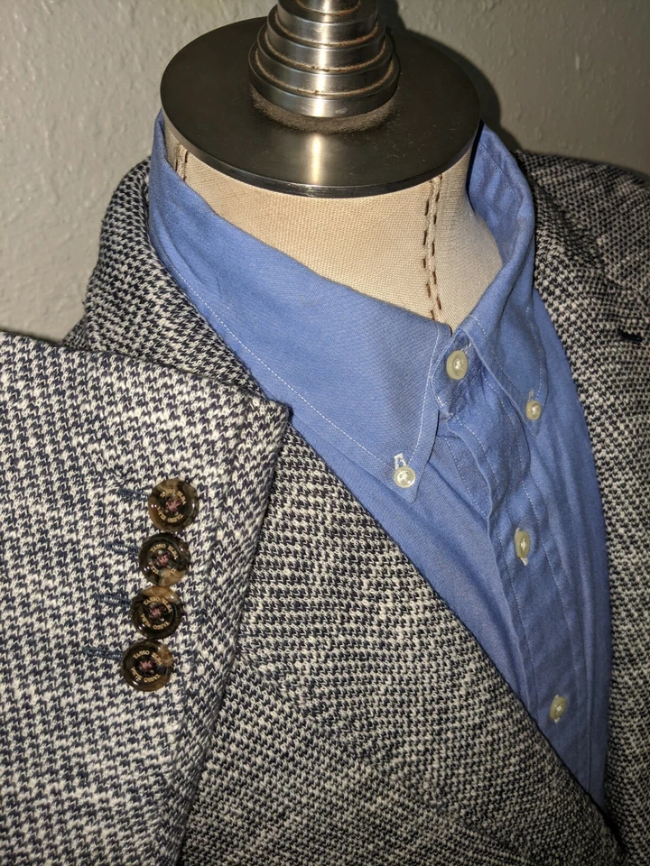 Check Textured stretch Knit Jacket 46R Blazer Coat Black White Cardigan Jacket - Image 1 of 4