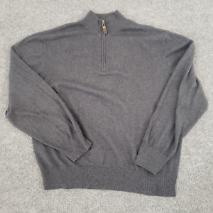 Orvis quarter zip sweater men's large cashmere silk blend gray