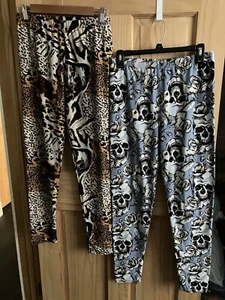 2pr Women’s Plus Skull/Animal Print Leggings *See Description * - Picture 1 of 12