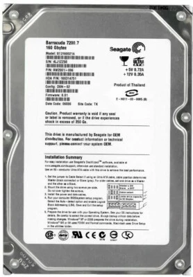 Hard Seagate Barracuda 7200.7 160GB 7200U/Min 2MB Ata ST3160021A 3.5 " Inches - Image 1 of 3